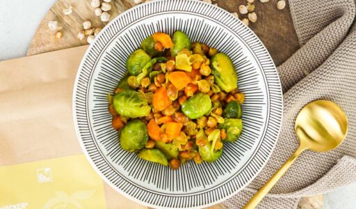 Brussels sprouts curry with sprouted chickpeas